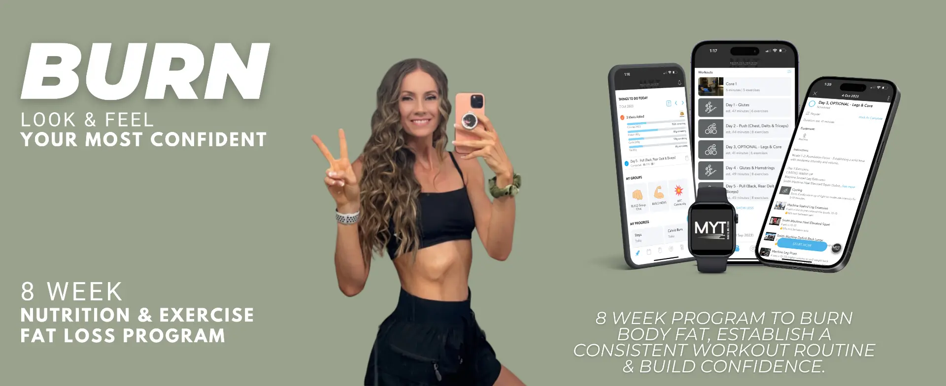 BURN program banner: an 8 week nutrition and exercise fat loss program